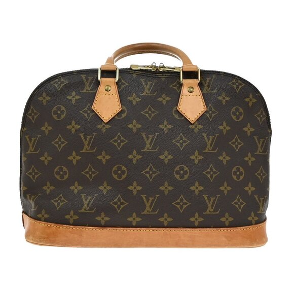 LOUIS VUITTON LV Logo Alma Hand Bag Monogram Leather Brown France - Picture 1 of 16